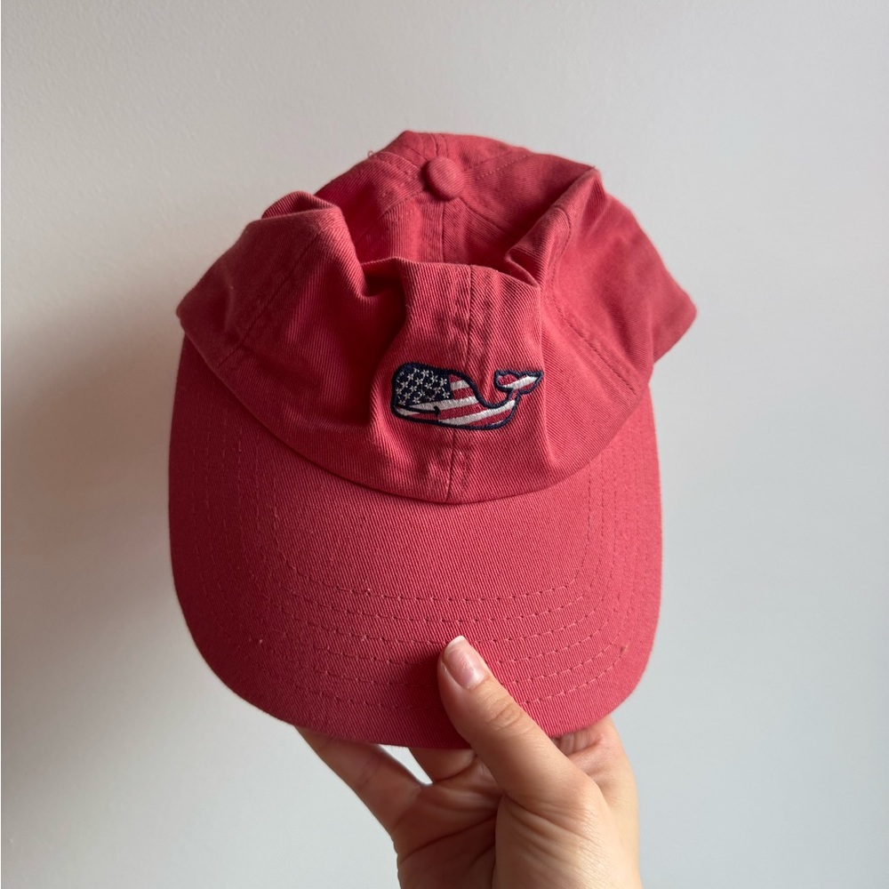 Red Baseball Cap with Whale Logo